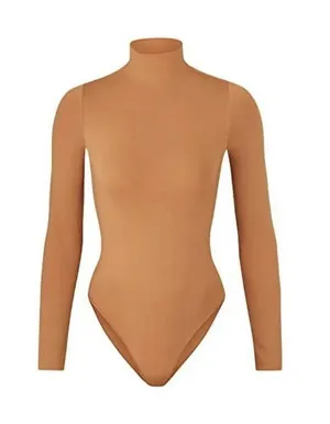 Skims ESSENTIAL MOCK NECK LONG SLEEVE BODYSUIT in sienna NWOT size Xxs-XS thumbnail 1