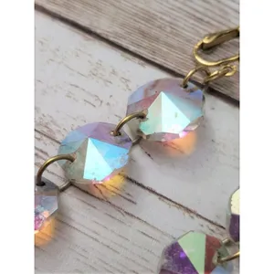 Vintage Clip On Earrings Chunky Clear/Iridescent Long - Fair Condition thumbnail 3