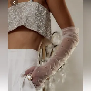Sheer White Mesh Gloves thumbnail 12