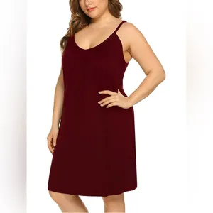 Chama Plus Size Chemise Soft Sexy Sleepwear Pleated Nightgowns Loungewear thumbnail 2