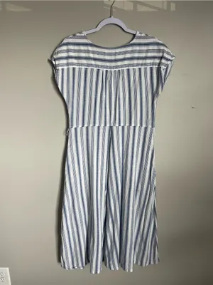 CROFT & BARROW Blue and White Striped Midi Dress Sz S thumbnail 5