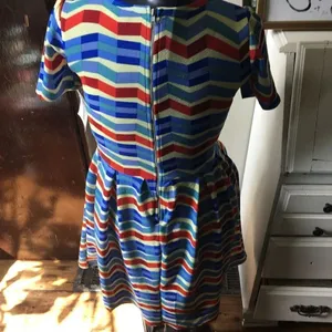 Lularoe XS red white and blue chevron Amelia dress thumbnail 2