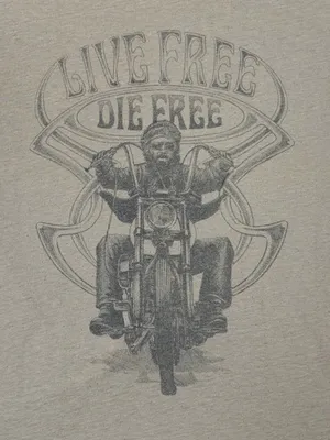 Lucky Brand Live Free Die Free Biker Graphic Tee Vintage Fade M Unisex thumbnail 5