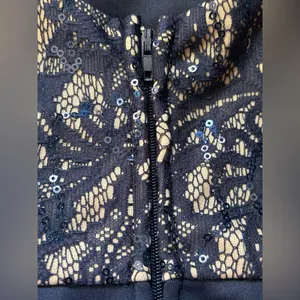 Windsor Juniors Navy Lace & Sequin Bodice Flared Cocktail Party Prom Dress SZ 9 thumbnail 16