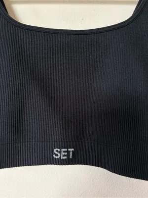 SET ACTIVE SculptFlex Box Cut Ribbed Sports Bra in Onyx Black Sz Medium thumbnail 3
