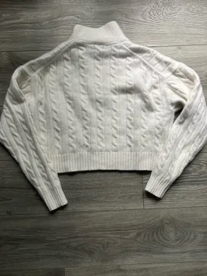 Aritzia Sunday Best Cream Cable Knit Wool Blend Cropped Long Sleeve Sweater S thumbnail 2