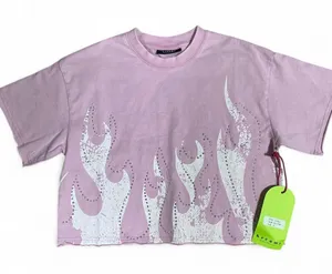Pink and white flame crop top #flame ig brand thumbnail 1