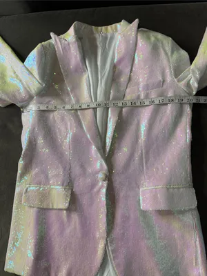 Women’s Iridescent White Sequin Shorts Suit Set Party Festival Size L NWT thumbnail 8