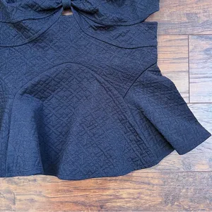 Free People • Royalty Peplum Top black quilted jacquard knit strappy tank cutout thumbnail 5