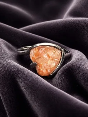 Gorgeous Stainless Steel Silver w/ Gorgeous Frosted Orange Gemstone Size 9 thumbnail 3