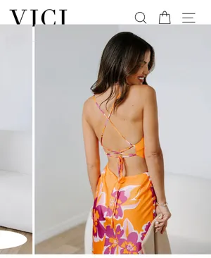VICI Satin Orange Floral Cut-out Dress - Island Dates thumbnail 3