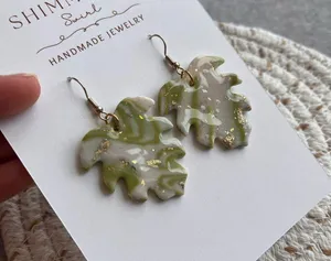 Handmade Polymer Clay Earrings Green thumbnail 2