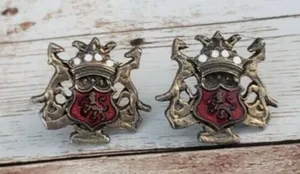 Vintage Screw On Earrings - Coat of Arms Design thumbnail 1