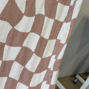 Peppermayo Wavy Checkerboard Knit Midi Dress Tan Cream S/M Sleeveless Bodycon thumbnail 6