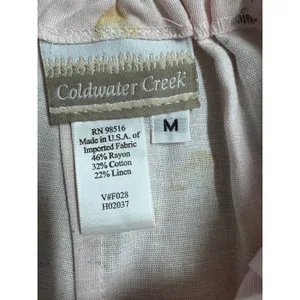 Coldwater Creek Linen Blend Floral Midi Skirt Pink White Cottagecore vintage M thumbnail 4