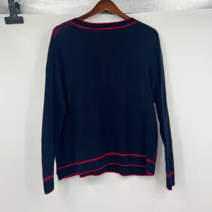 Draper James Reese Witherspoon Cashmere Wool navy burgundy sweater plus size XXL thumbnail 4