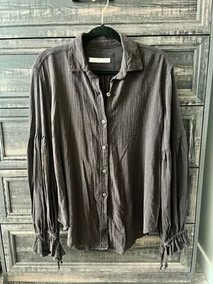 Free People We The Free brown long sleeve button down size small thumbnail 1