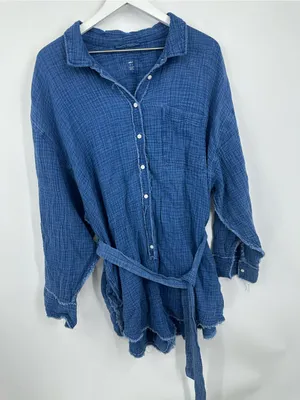 Aerie Blue Gauzy High Waisted Romper Size XL Boho thumbnail 10