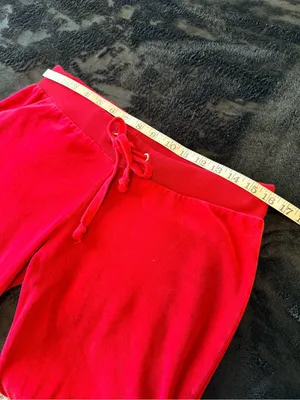 Sarah Johnson Y2K Red Velour pants, pull up elastic waist, Juicy inspo sz M thumbnail 4
