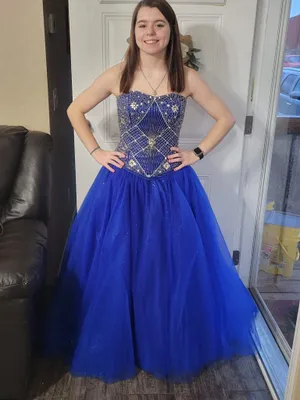 Royal Blue Corset Dress Size M thumbnail 1