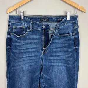 Judy Blue Jeans Womens 11/30 Blue Boot Cut Medium Wash Frayed Hem‎ Stretch Denim thumbnail 8