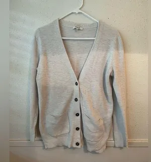 Madewell Gray Waffle Knit Button Front Cardigan Sweater Women’s Medium thumbnail 1