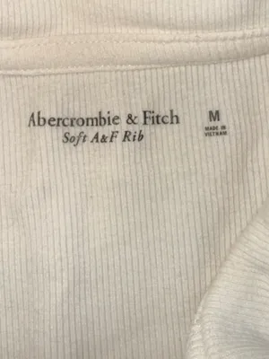 ABERCROMBIE & FITCH‎ Soft AF Ribbed Collared Long Sleeve Zip Shirt White Medium thumbnail 3