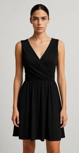Anthropologie Girls From Savoy Black Faux Wrap Sleeveless Fit Flare Dress Sz XS thumbnail 1