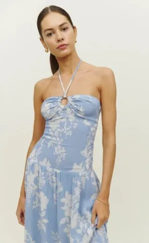 💕REFORMATION💕 Eleni Dress ~ Aliso Blue Floral Print 10 NWT thumbnail 2