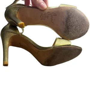 ✨ Joie Jaclyn Gold Leather Strap Heel Sandals‎ Size 37 ✨ thumbnail 6