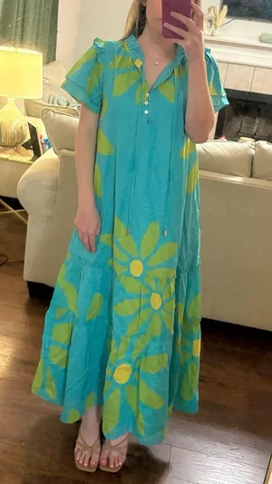 J. Marie Blue Floral Midi Dress thumbnail 1
