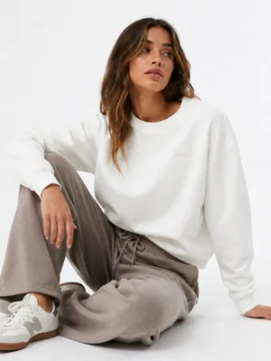 Rhythm Classic Crew Neck White‎ Cozy Fleece Sweatshirt thumbnail 1