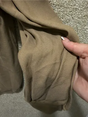 Vince button down shirt long sleeve small tan brown neutral capsule minimal FLAW thumbnail 6
