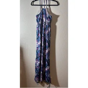 Cynthia Rowley Size S Abstract Purple Blue Faux-Wrap Sleeveless Maxi Dress thumbnail 2