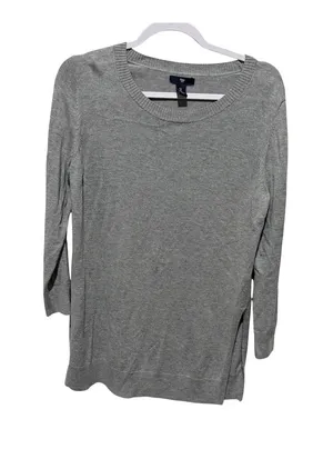 Gap Women's Gray Crew Neck Long Sleeve Cotton Viscose Blend Sweater Size L thumbnail 1