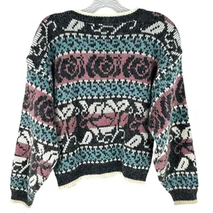 Vintage 80's Paris Sport Club Chunky Fair Isle Oversize Sweater M Breakfast Club thumbnail 4
