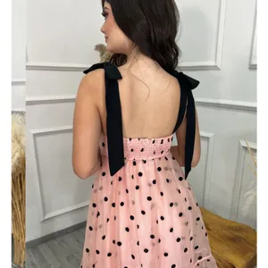 Pink and Black Polka Dot Dress with Bows - Boutique Brand NEW - Small thumbnail 5