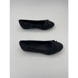 JCrew Ballet Flats Fall Tweed with Cap Toe Women's Size 8 Black White Academia thumbnail 2