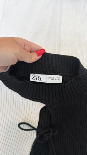 Zara white and black crop sweater thumbnail 5