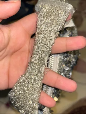 Silver India Sequin Beaded Evening Clutch Purse HaBag Handbag Party Wedding thumbnail 6
