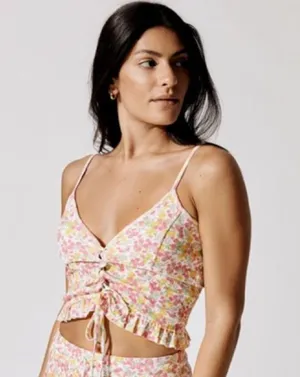 LoveShackFancy Sarai Cropped Ruffle Cami In Floral Fruity Punch New Small thumbnail 4