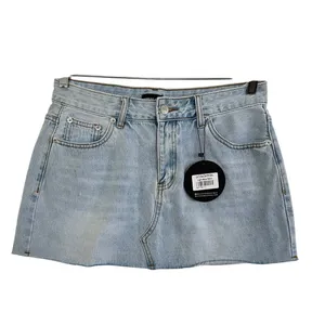 White Fox "Love To Dream" Denim Mini Skirt in a Light Blue Wash size large thumbnail 4