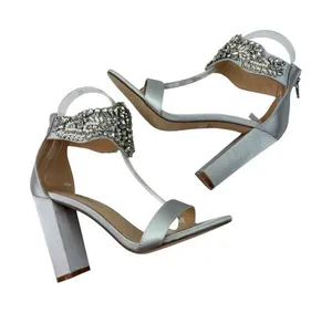 *Lulus Dannah Embellished Silver Ankle Strap Wedding Bride Prom Party thumbnail 1