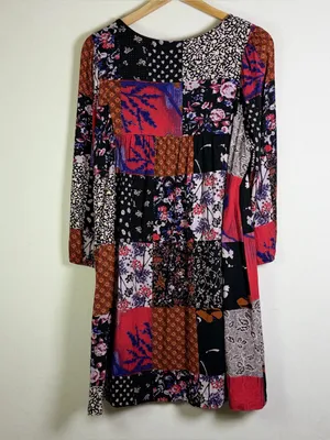 Anthropologie One September Womens Sz L Patchwork Tunic Dress Embroidered Beaded thumbnail 10