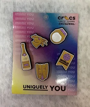 Crocs Jibbitz Charms Winner 5 Pack Gold Purple Championship Ring NEW-no plastic thumbnail 1