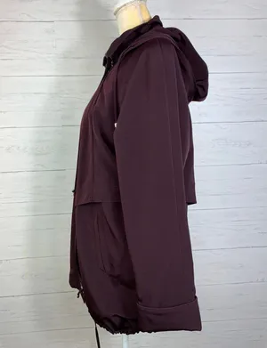 FS Limited plum purple double lined removable hooded zip toggle parka coat Small thumbnail 4