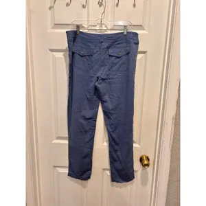Love Tree Blue Linen Blend Utility Straight Leg‎ Pants Women Large Lightweight thumbnail 4