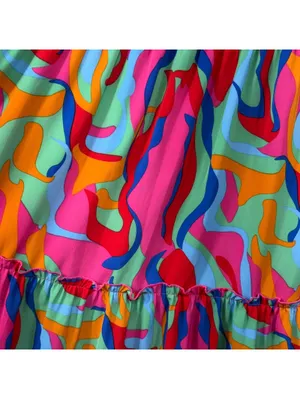 Colorful Abstract Print Tiered Maxi Skirt Size M thumbnail 4