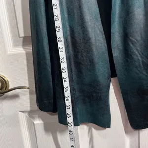 Shinestar Women Teal Ombre Open Front Long Vest Duster Tie Waist Size L thumbnail 7