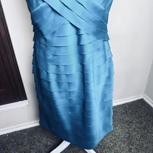 Rena Rowan Teal Green Satin Cocktail Dress 12 wedding knee length cut out back thumbnail 4
